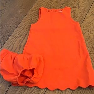 Janie & Jack Orange Scalloped Dress and Bloomers